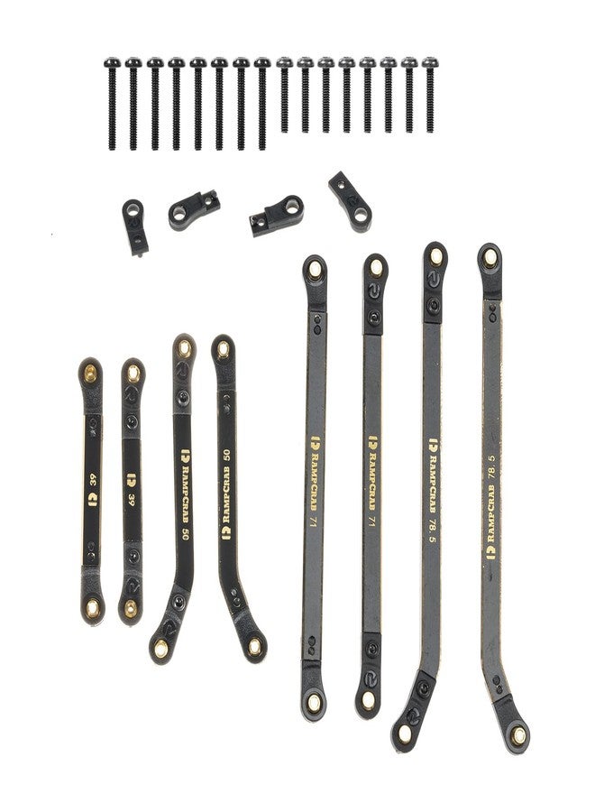 RampCrab High Clearance 4 Links Set for SCX24 Gladiator & Dodge Power Wagon, Brass Links Set, Upgrade Parts for SCX24, Axial 1/24 RC Crawler Car Upgrade Accessories, 8Pcs, Black - Image 1